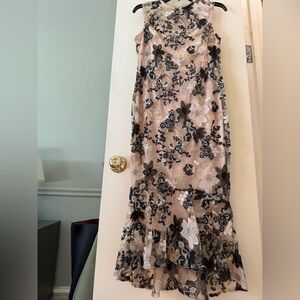 Calvin Klein Black and Blush Sheath Midi Dress